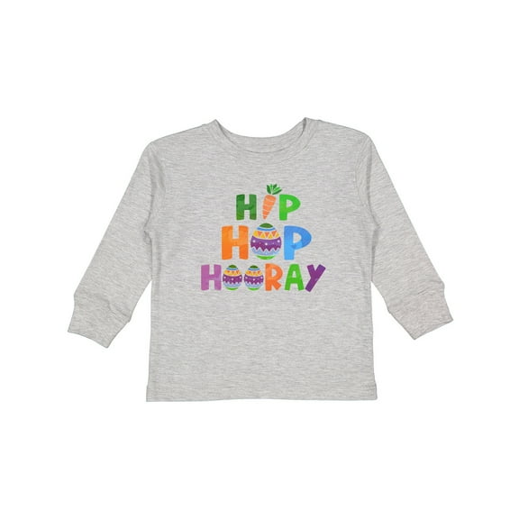 Inktastic Easter Hip Hop Hooray with Eggs and Carrot Boys or Girls Long Sleeve Toddler T-Shirt