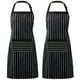 thumbnail image 1 of Syntus Paquete de 2 delantales ajustables con 3 bolsillos, delantales de cocina para mujeres, hombres, chef, rayas negras/blancas, 1 of 5