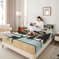 thumbnail image 3 of Castle Fairy Jungle Deer King Sheets 4pcs,Rustic Vintage Wooden Stripe Bedding,Blue Beige Black,1 Fitted Sheet, 1 Flat Sheet and 2 Pillowcases, 3 of 6