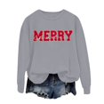 thumbnail image 4 of Chandails d'Automne pour Femmes Chic Joyeux Noël Chandails pour Femmes Joyeux et Chandail à Lettres Imprimées Chandails à Enfiler Hauts Décontractés Chandails à Col Rond, 4 of 5