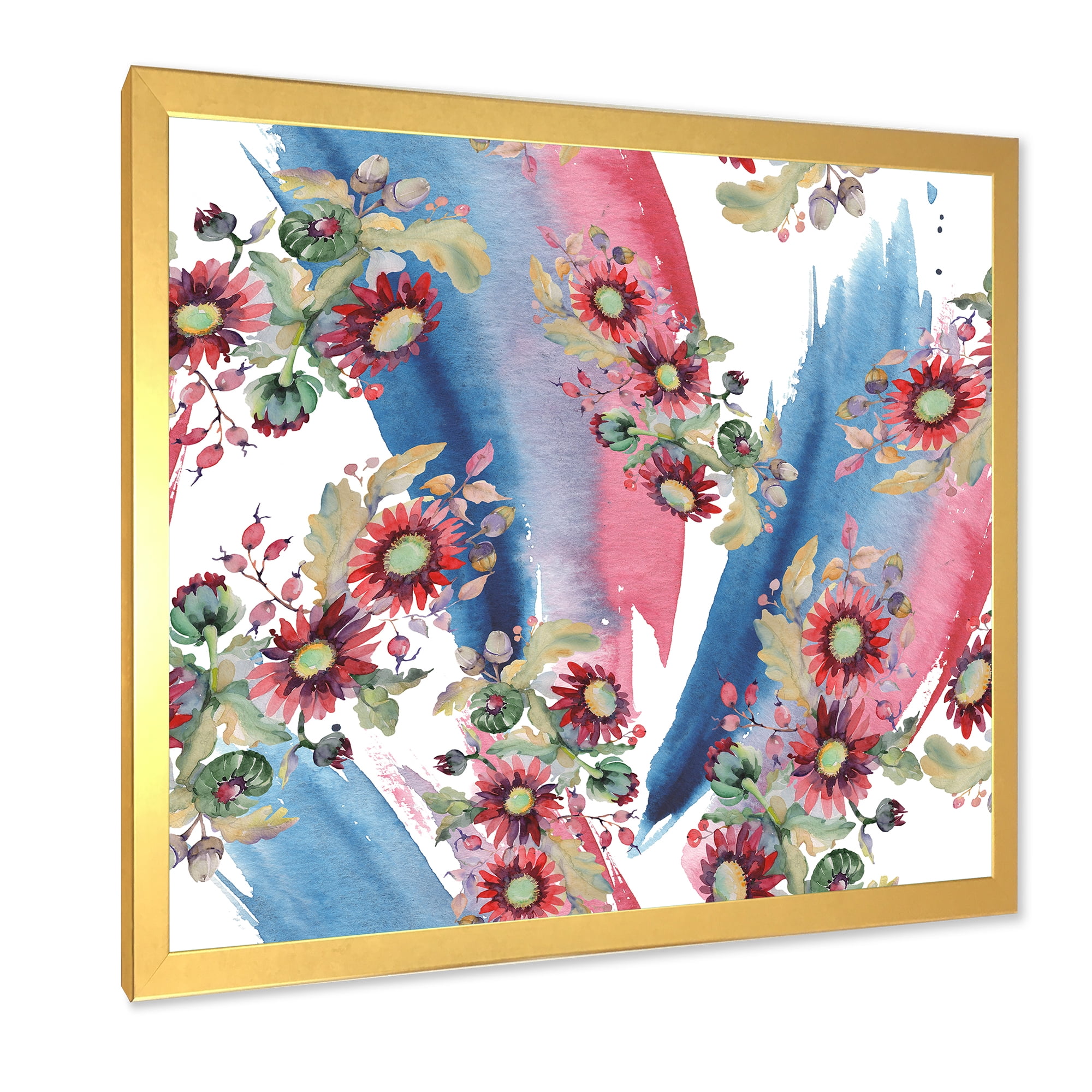Designart 'Acorn Bouquet and Red Aster' Modern Framed Art Print