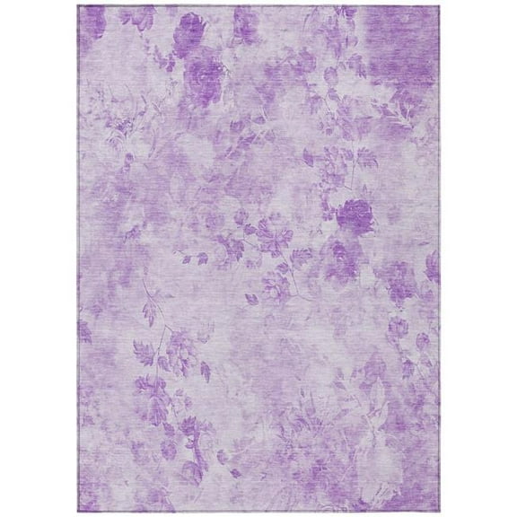 HomeRoots 583122 9 x 12 ft. Floral Washable Indoor & Outdoor Rectangle Area Rug, Lavender & Purple