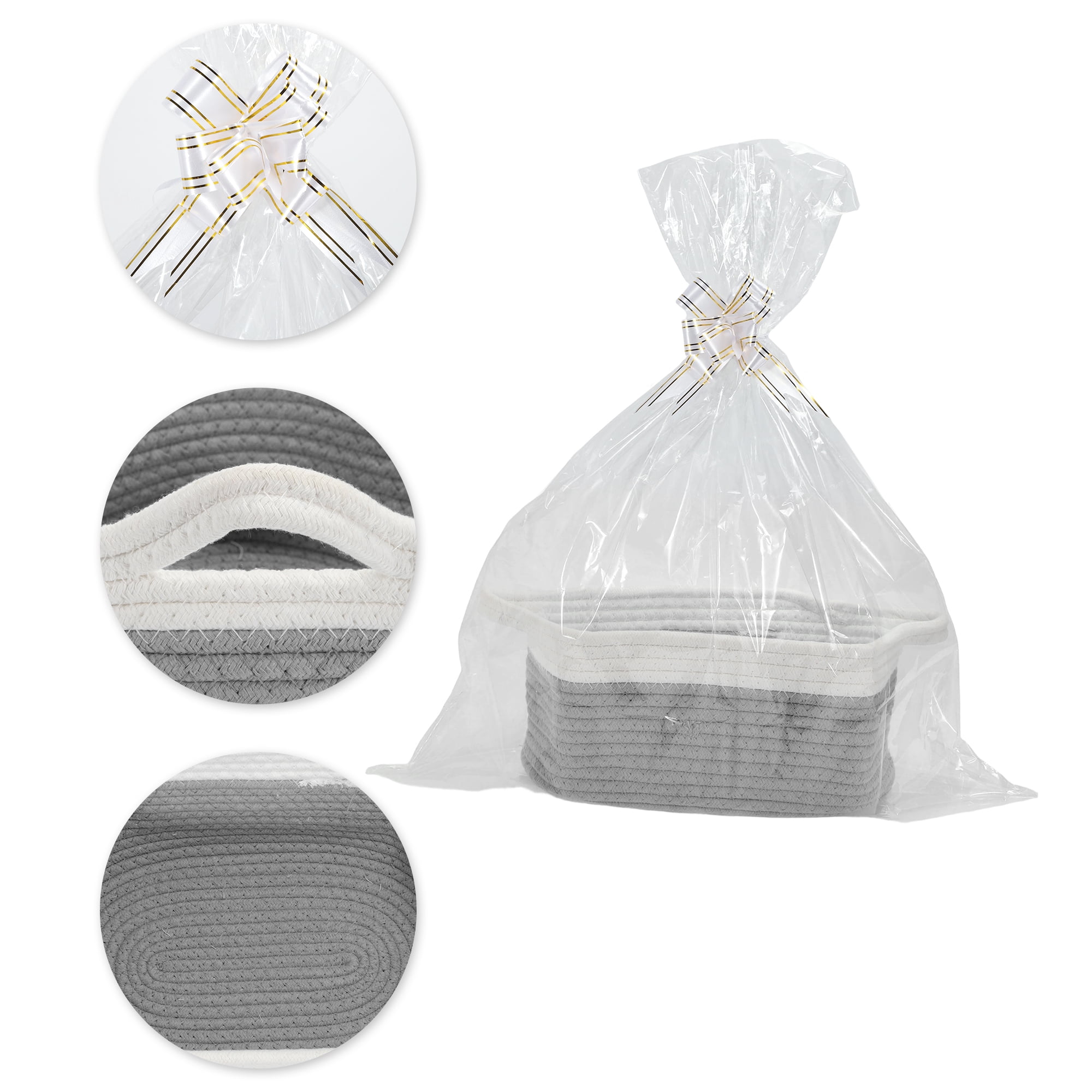Unique Bargains Durable Woven Gift Decorative Basket Set 12x8x5 Inches Gray, White