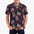 thumbnail image 5 of Yiaed Roses SkullsPrint Men's Short Sleeve Polo Shirt,Golf Polo for Men Three-Button Golf Shirt Athletic Casual Collared T-Shirt- 3X-Large, 5 of 7