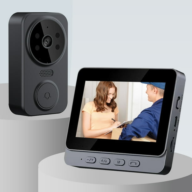 Cámara De Puerta Inteligente Visor de puerta digital 2.4G WiFi Timbre inalámbrico con detección automática Batería de 800 mAh