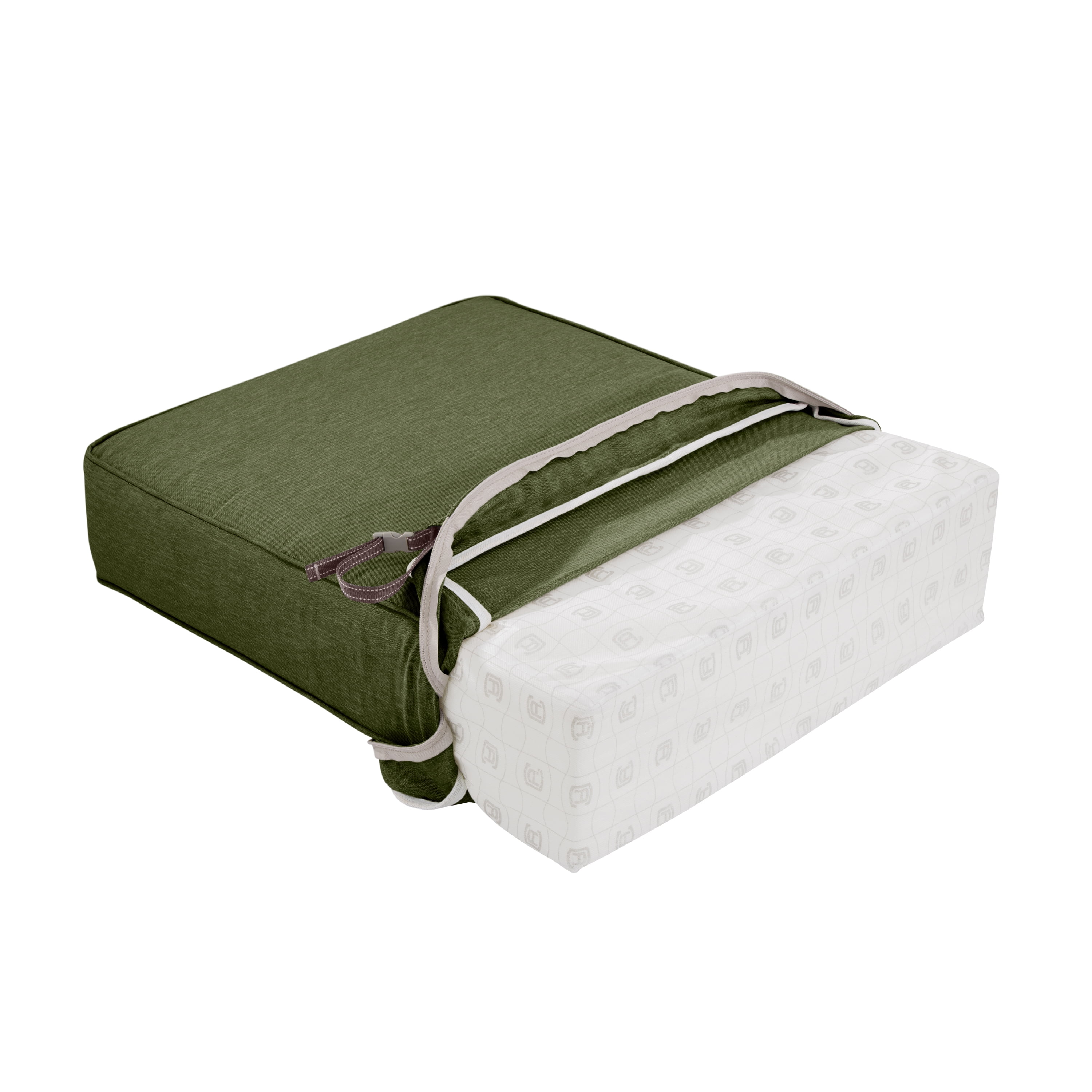 Classic Accessories Montlake FadeSafe Rectangular Patio Dining Seat Cushion - 5" Thick - Heavy Duty Outdoor Patio Cushion with Water Resistant Backing, Heather Fern Green, 25"W x 23"D x 5"T