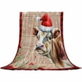 thumbnail image 2 of Christmas Throw Flannel Blanket 60x80In Cow Farmhouse Snowflake Berry Wood Grain Super Soft Cozy Bed Blanket, Lightweight Plush Fuzzy Bed Throw for Bedroom Sofa Couch Living Room, 2 of 4