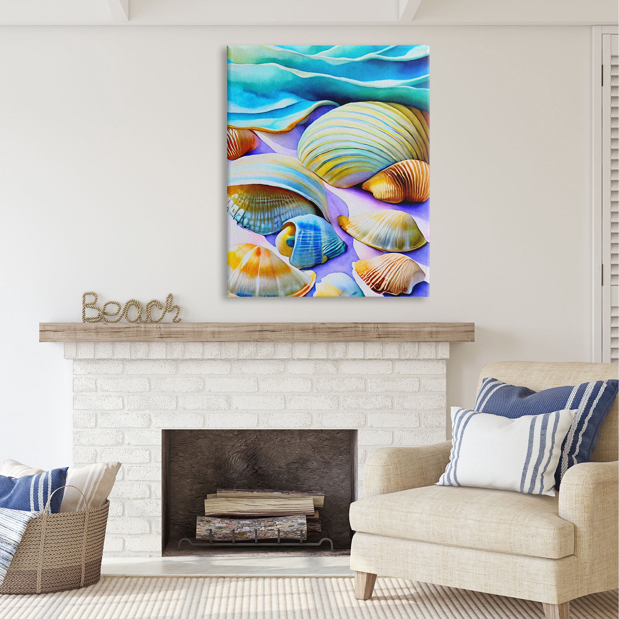 Stupell Industries Vivid Shells Abstraction Nature Painting Gallery Wrapped Canvas Print Wall Art, 36 x 48