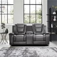 thumbnail image 6 of Lexicon Briscoe Faux Leather Double Glider Reclining Loveseat in Gray, 6 of 9