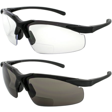 

Two Pairs of Apex 2.5 Bifocal Safety Glasses One Pair with Clear Lens and One with Smoked