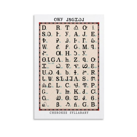 Cherokees Syllabary Alphabet Knowledge Poster  Canvas Print Wall Art Decoration Living Room Office Bedroom Aesthetic