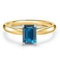 thumbnail image 3 of Gem Stone King 10K Two Tone Gold London Blue Topaz Engagement Ring for Women | 0.66 Cttw | Emerald Cut 6X4MM | Gemstone November Birthstone | Size 6, 3 of 6