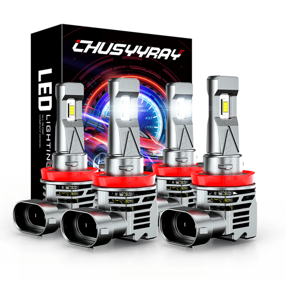 CHUSYYRAY H11 LED Headlight Bulbs 6500K Cool White H11 H8 H9 LED Light Bulbs Kit 4-Packs