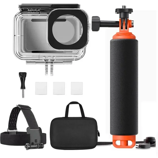 Étui Étanche pour DJI Action 5 Pro/Action 4/3, Coque de Protection pour Plongée, Poignée Flottante, Sangle de Tête, Étui de Rangement pour Accessoires de Plongée DJI Osmo Action