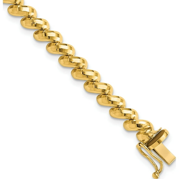 14K Yellow Gold Faceted San Marco Bracelet (7 X 5) Made In Peru fsm8-7
