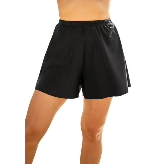 Swim 365 Women's Plus Size Loose Swim Short With Built-In Tummy Control Brief