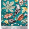 thumbnail image 1 of Soimoi Moss Georgette Fabric Bird & Leaves Printed Fabric 1 Yard 42 Inch Wide, 1 of 1