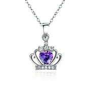 Emma Manor EM Jewelry "My Princess" Heart Shape Crystal Crown Pendant Necklace
