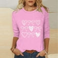 thumbnail image 2 of RKSTN Valentines Gift 3/4 Length Sleeve Womens Tops Oversized Crewneck Valentine Day Loves Heart Graphic Print Short Sleeve T Shirt Womens Casual Plus Size Round Neck Three Quarter Sleeve Tee Shirt, 2 of 6