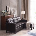thumbnail image 4 of uhomepro 76"W Mid Century Couches and Sofas Set with Ottoman, High-End Modern Reversible Sectional Sofa, Heavy Duty Living Room Furniture Couch Sofa Set, Comfortable PU Sofa Set, Dark Brown, Q19837, 4 of 12
