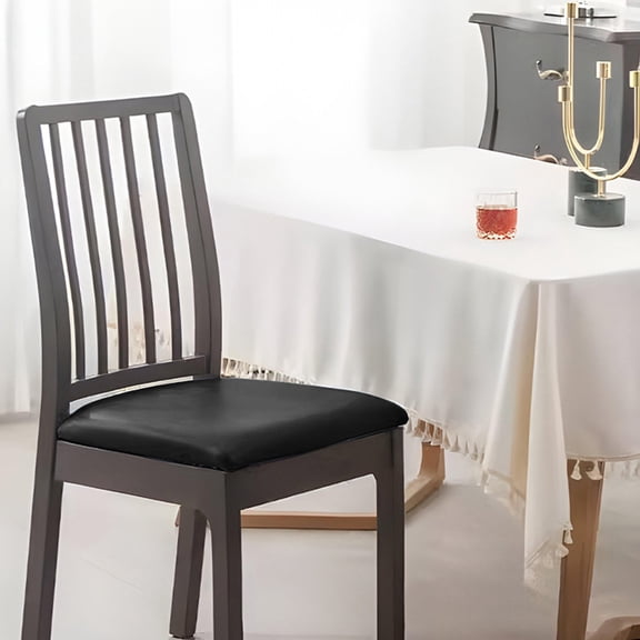 Vacemry Under $5 Waterproof Leather Stool Cover, Round Bar Stool Seat Protector, PU Leather Chair Cover with Elastic, Oil Resistant Stool Slipcover, Modern Kitchen Furniture Protection