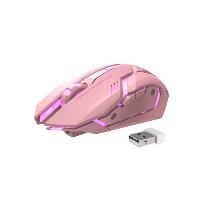 T1 Ergonomic 2.4G Rechargeable Silent Backlit USB Optical Wireless Gaming Mouse-Pink