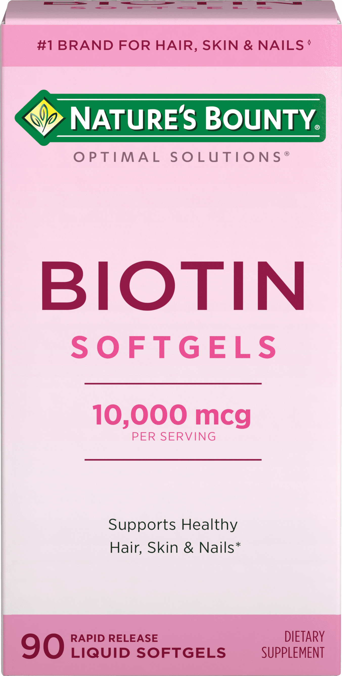 Nature's Bounty Biotin 10,000 mcg, Hair Skin and Nails, Softgels, 90 Ct