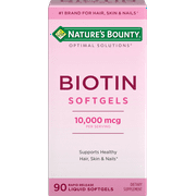 Nature's Bounty Biotin 10,000 mcg, Hair Skin and Nails, Softgels, 90 Ct