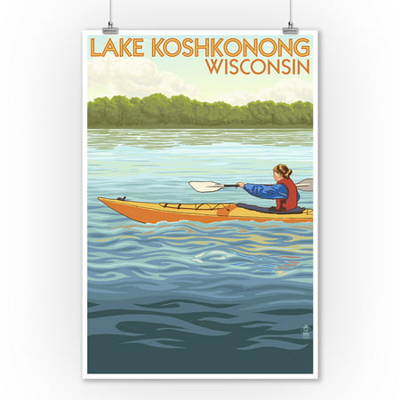 Lake Koshkonong, Wisconsin - Kayak Scene - Lantern Press Poster (9x12 Art Print, Wall Decor Travel (Best Lakes To Kayak In Wisconsin)