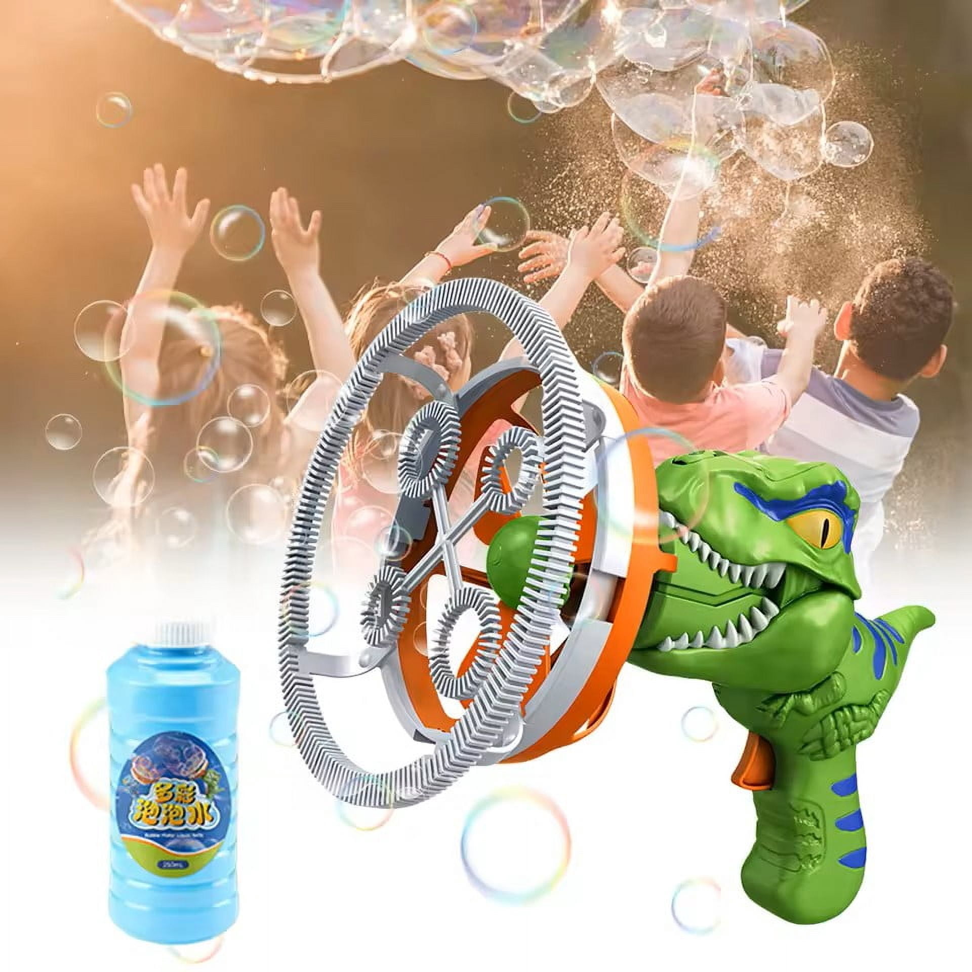 Dinosaur Bubbles Machine Automatic Bubble Blower with Solution for Kids Outdoor Play Party Gifts