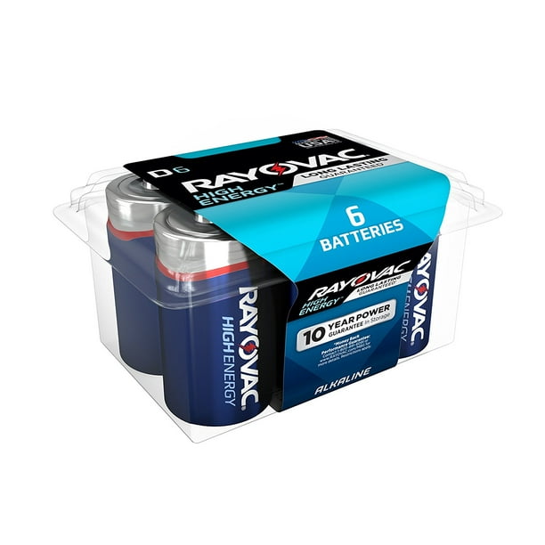 RAYOVAC D 6Pack HIGH ENERGY Alkaline Batteries, 8136PPK