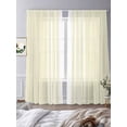thumbnail image 3 of Cream White Stripe Sheer Curtains 96 Inch Length 2 Panels Set, Modern Rustic Vertical Striped Voile Window Treatment Semi Sheer Long Curtains Drapes for Bedroom/Living Room/Kitchen 52"x96"x2, 3 of 7