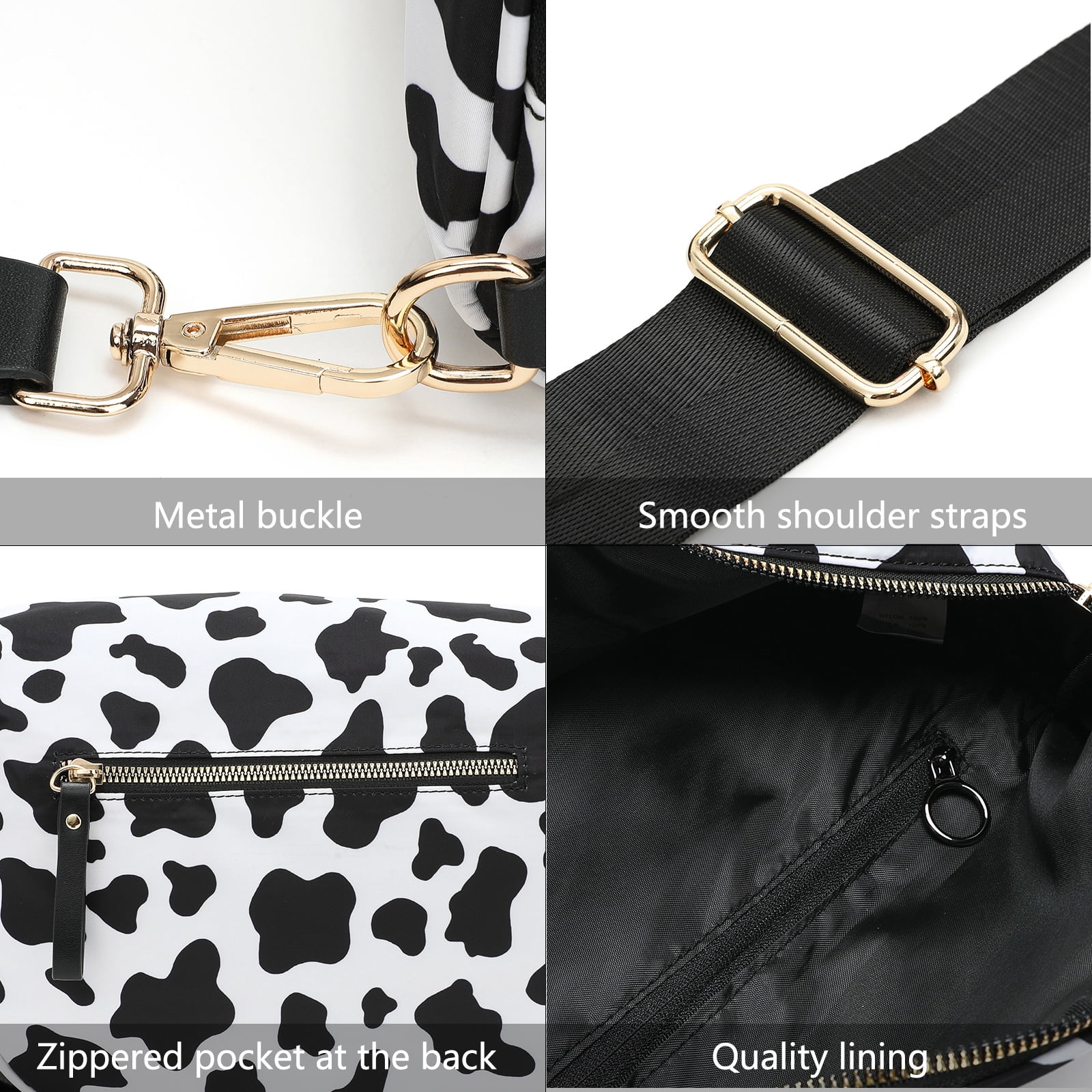 Jia Store Crossbody Bag,Checkered Purse for Women Black and White Bum Bag Fanny Packs Belt Bag Sling Bag with Shoulder Strap