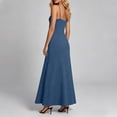 thumbnail image 7 of Kukoosong Women's Spaghetti Strap Maxi Dress, V Neck Ribbed Knit Tank Dress, Solid Color Loose Fit Casual Sleeveless Long Sundress with Side Pockets, 7 of 7