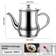 thumbnail image 2 of Large Capacity Oil Storage Can Stainless Steel Grease Filter Pot for Home Restaurant, for Home Cooking Oil Container with Filter for Restaurant Us（1000ml）, 2 of 5