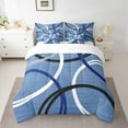 thumbnail image 2 of Manfei Geometric Lines 7pcs Bedding Comforter Set,Waves Stripe Queen Bedding Sets,Blue Black White Queen Sheet Sets For Kids,Ultra Soft Home Decor Reversible, 2 of 8