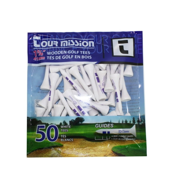 Tour Mission, 1 5/8" (41mm) Tés De Golf En Bois Blanc, paquet De 50 par Tour Mission