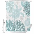 thumbnail image 2 of Teal Green Coastal Turtle Waterproof Fabric Shower Curtain,Ocean Coral Nautical Waterproof Fabric Shower Curtain for Bathroom Curtains Bathtubs Hotel Shower Curtains with 12 Hooks Long 72x78in, 2 of 8