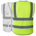 thumbnail image 3 of 9 Pockets Class 2 High Visibility Zipper Front Safety Vest With Reflective Strips, Yellow Meets Ansi/isea Standards, 3 of 3