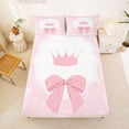 thumbnail image 5 of Erosebridal Pink Princess Crown Bed Sheets,Cartoon Cute Bowtie King Sheets For Kids Girls 4-Piece, 5 of 6