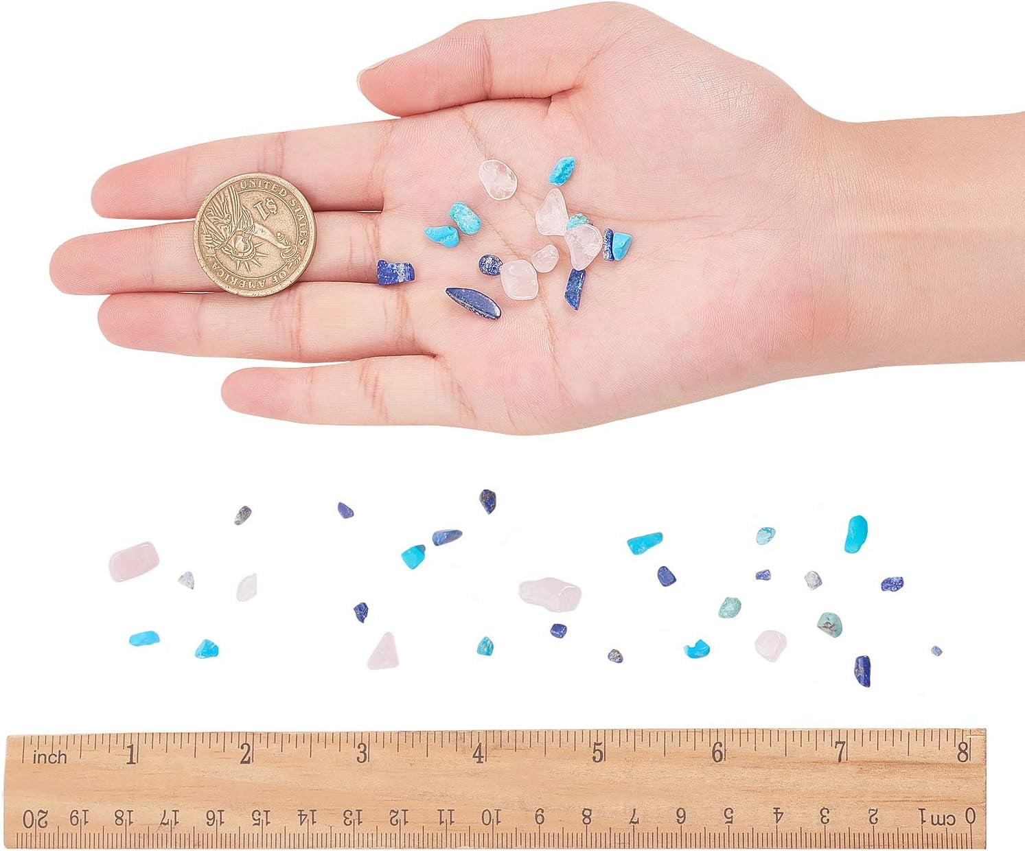 1 Box Tumbled Chip Gemstone Beads Crushed Pieces Undrilled Stone for Jewelry Making Natural Amethyst Natural Lazuli and Natural Turquoise Colorful DIY