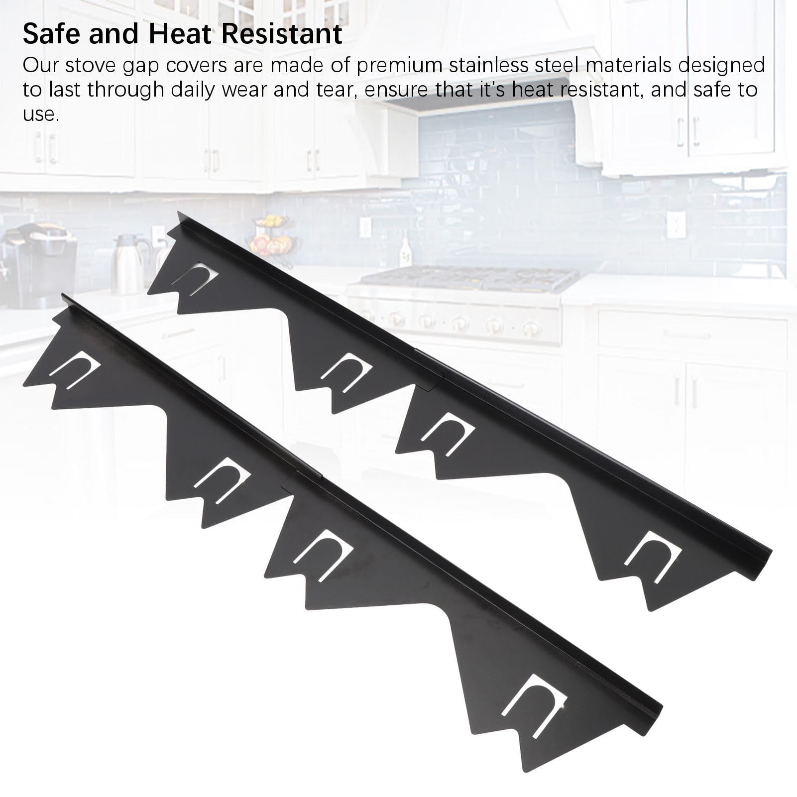 BIMZUC 2‑Pack Stainless Steel Stove Gap Covers – Heat‑Resistant, Adjustable 13.78‑27.17in, Easy‑Clean, Dishwasher Safe Kitchen Trim Kit