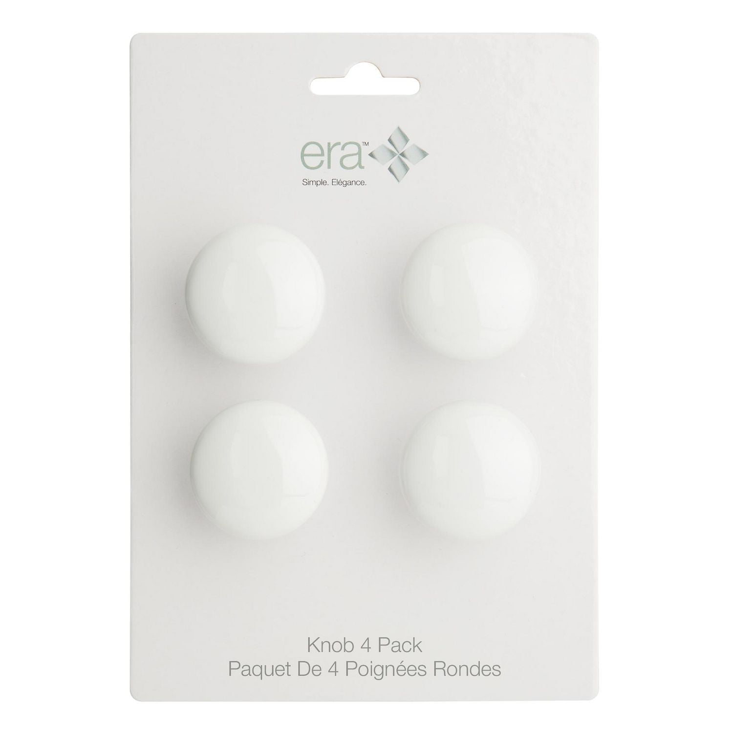Era Ceramic Knob 4-Pack White, 1.18 x 1.18 x 1.14 in.