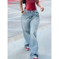 thumbnail image 2 of Women's High - Waisted Baggy Wide - Leg Jeans Loose Fit Y2K Street Trend Wide Leg Denim Pants Casual Jeans Cotton Denim Vintage Wash Fashion Casual Pants for Daily  Street, 2 of 4
