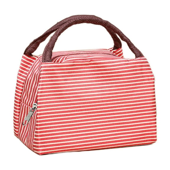 Honeeladyy Medium Stripe Insulated Lunch Bag for Male Female Leakproof Cooler Lunch Bag Reusable Lunch Purse for Work Picnic Hiking Camping Travel