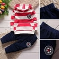 thumbnail image 3 of URMAGIC Baby Boys Girls Winter Clothes Set Long Sleeve Striped Hoodie Sweatshirt Pants Outfit Sets for Toddler Babies 1-4 Years, 3 of 8