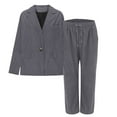 thumbnail image 4 of NMMUED Womens Suits Women Suits 2 Piece Set Business Casual Outfits for Women Blazer and Pants Set Women Fall Clothes for Women, Gray L, 4 of 5