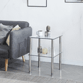 thumbnail image 4 of Yardi Yard Set of 2 Modern Living Room End Table 2 Tier Glass Side Table with Metal Legs, Clear, 4 of 5