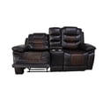 thumbnail image 4 of Benjara Asher 74" Loveseat with Dual Recliners- Console- Brown Faux Leather, 4 of 6