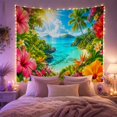 thumbnail image 2 of Vibrant Tropical Bay with Hibiscus and Lush Foliage, Serene Coastal Style for Beach Lovers, Nature Inspired Art Decor, Housewarming Gift, Tapestry Wall Hanging for Living Room and Bedroom, 2 of 7